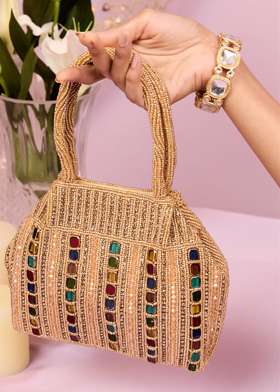 Mohey Women Beige Elegance Potli Bag