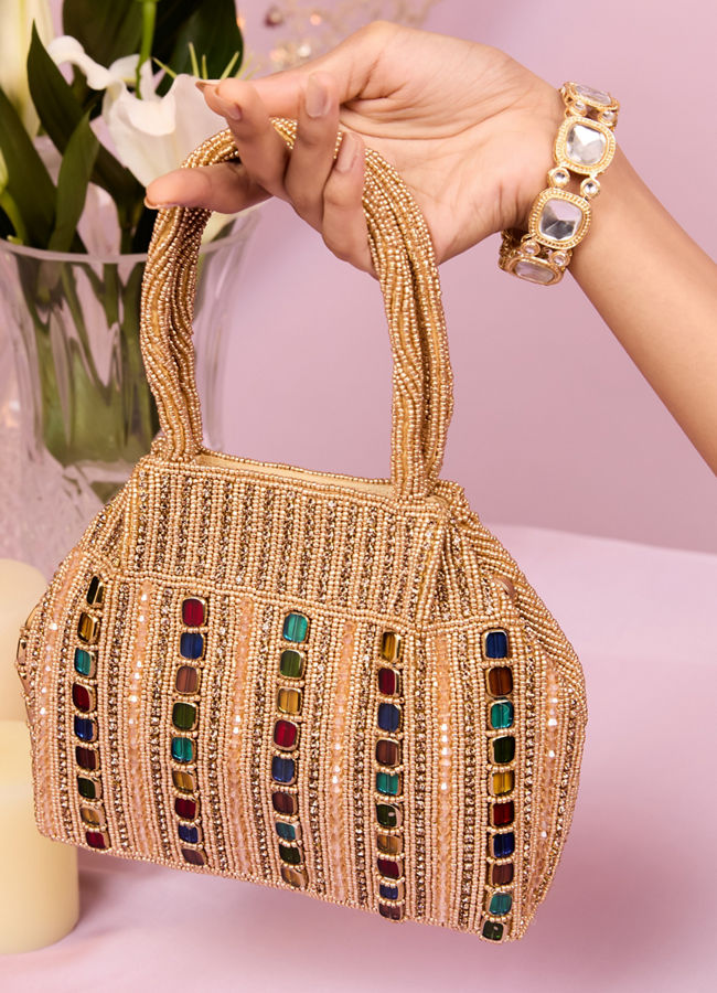 Mohey Women Beige Elegance Potli Bag