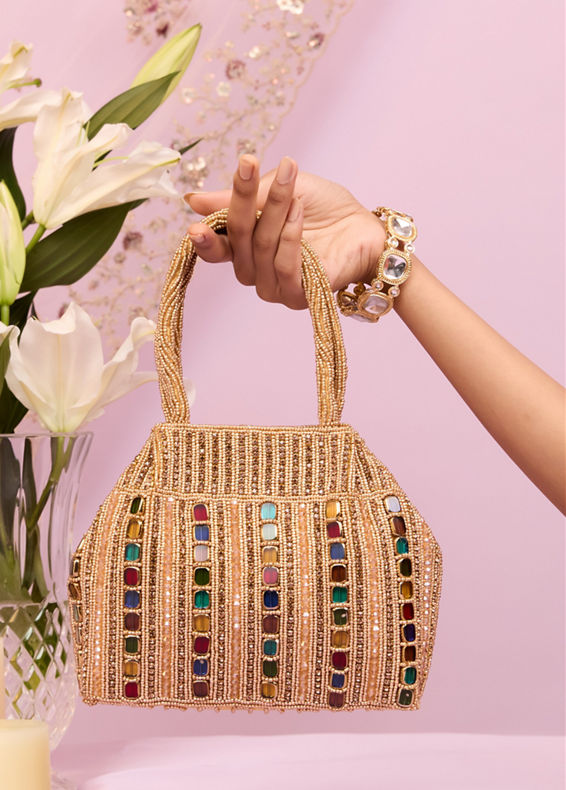 Mohey Women Beige Elegance Potli Bag