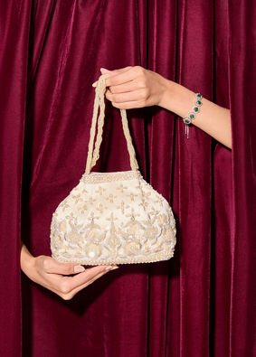Mohey Women Elegant Cream Silk Bag