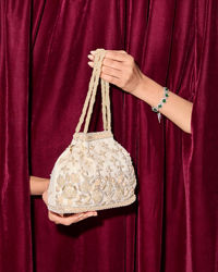 Mohey Women Elegant Cream Silk Bag