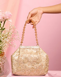 Mohey Women Entrancing Beige Net Bag