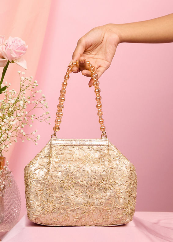 Mohey Women Entrancing Beige Net Bag