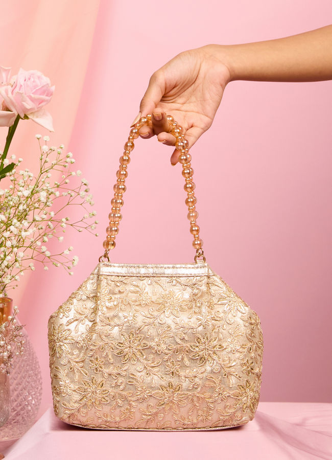 Mohey Women Entrancing Beige Net Bag