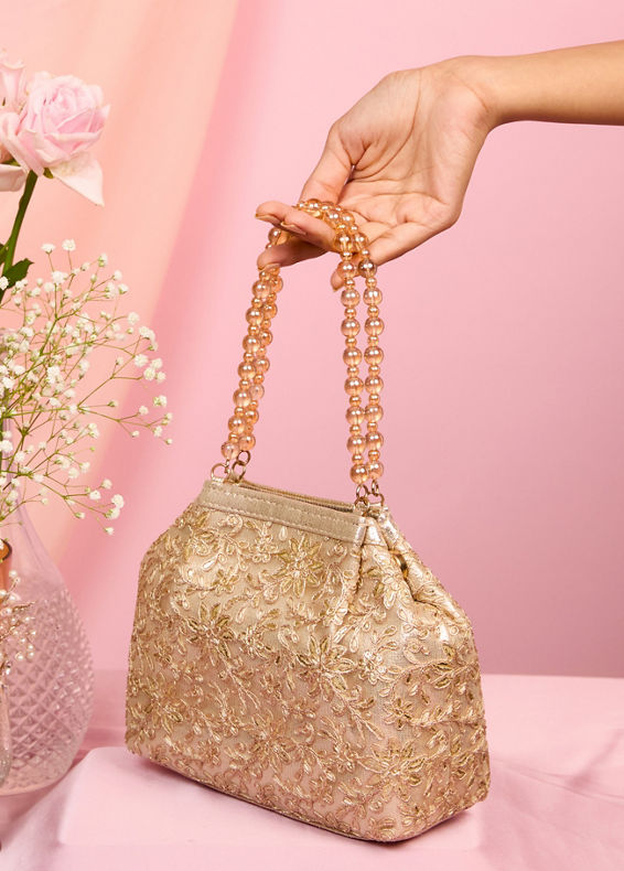Mohey Women Entrancing Beige Net Bag