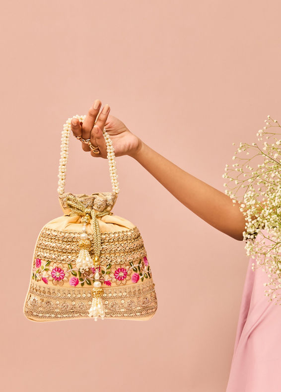 Mohey Women Beige Potli Bag