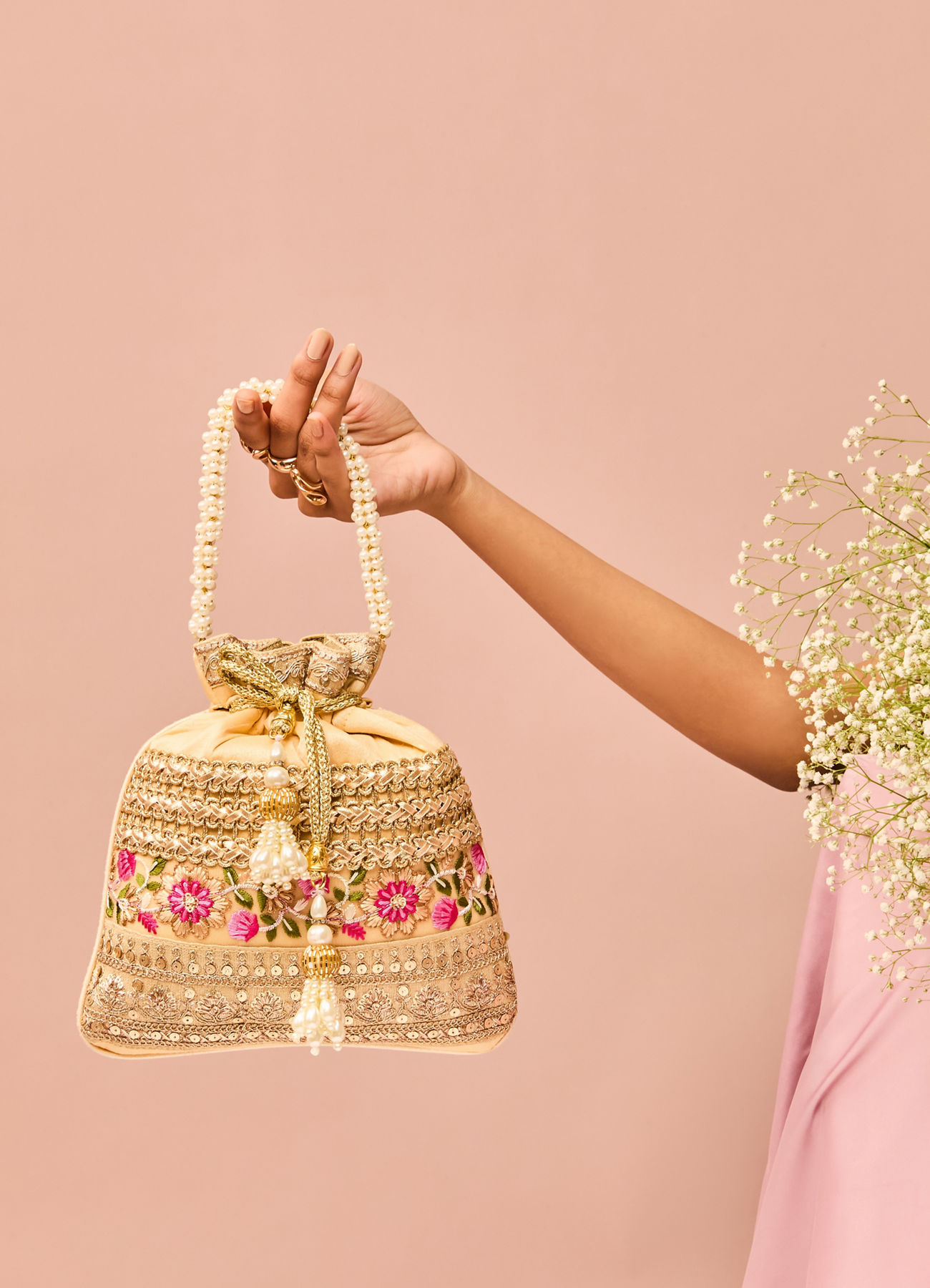 Mohey Women Beige Potli Bag