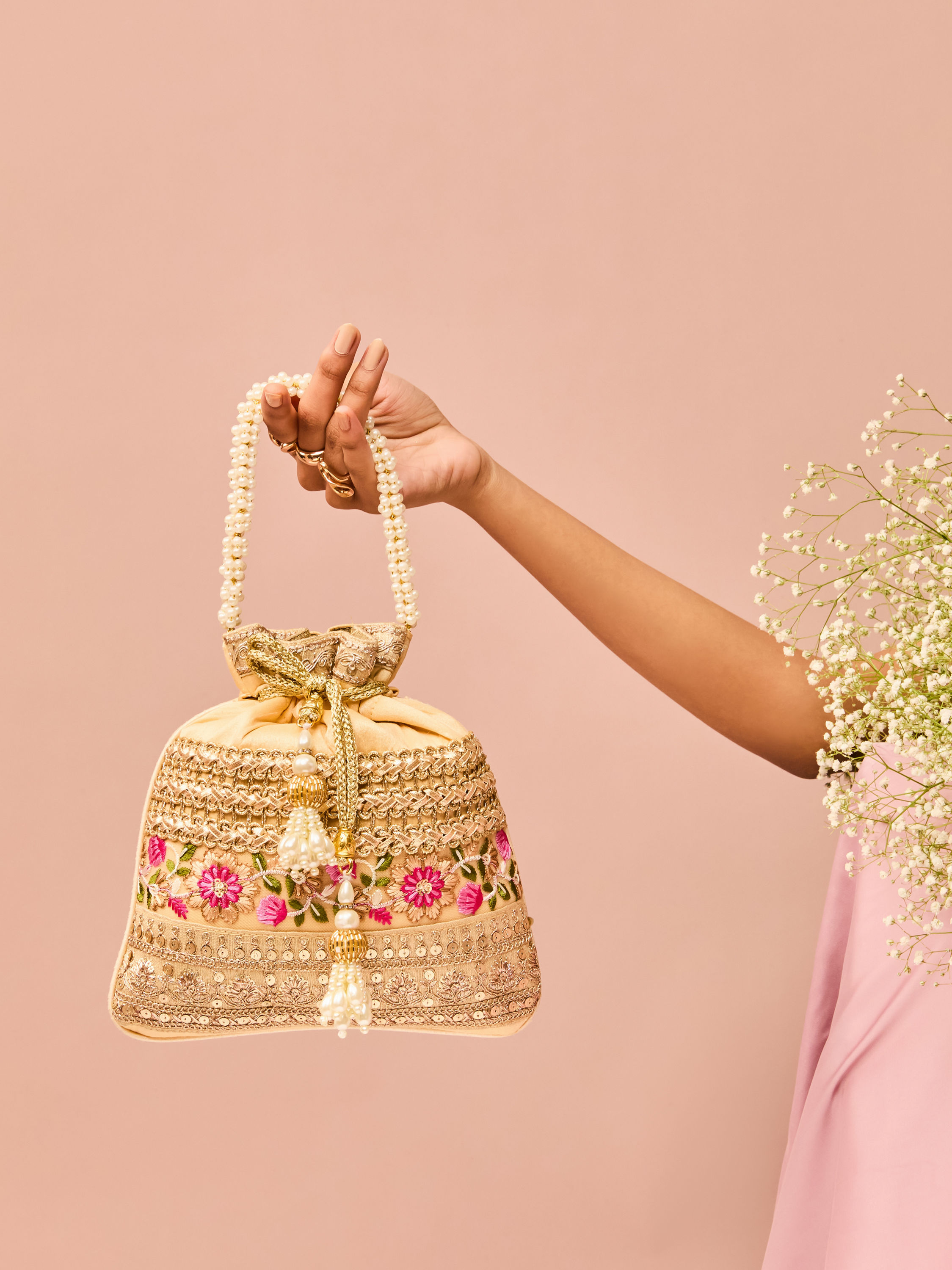 Mohey Women Beige Potli Bag