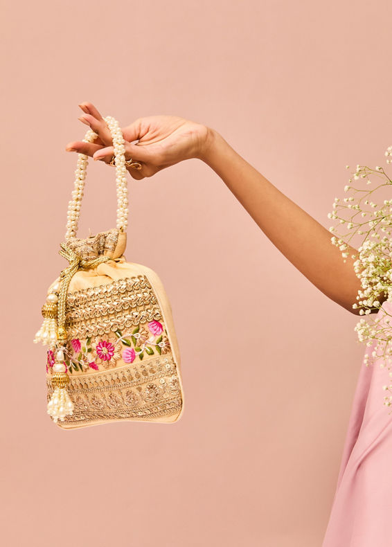 Mohey Women Beige Potli Bag