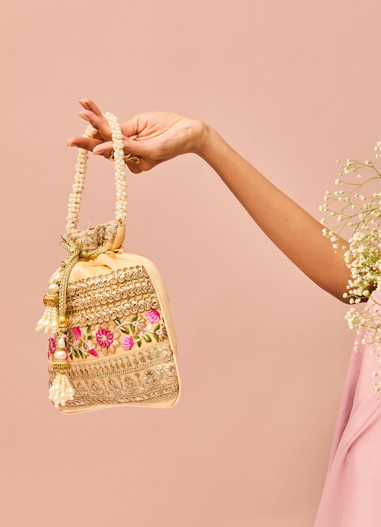Mohey Women Beige Potli Bag