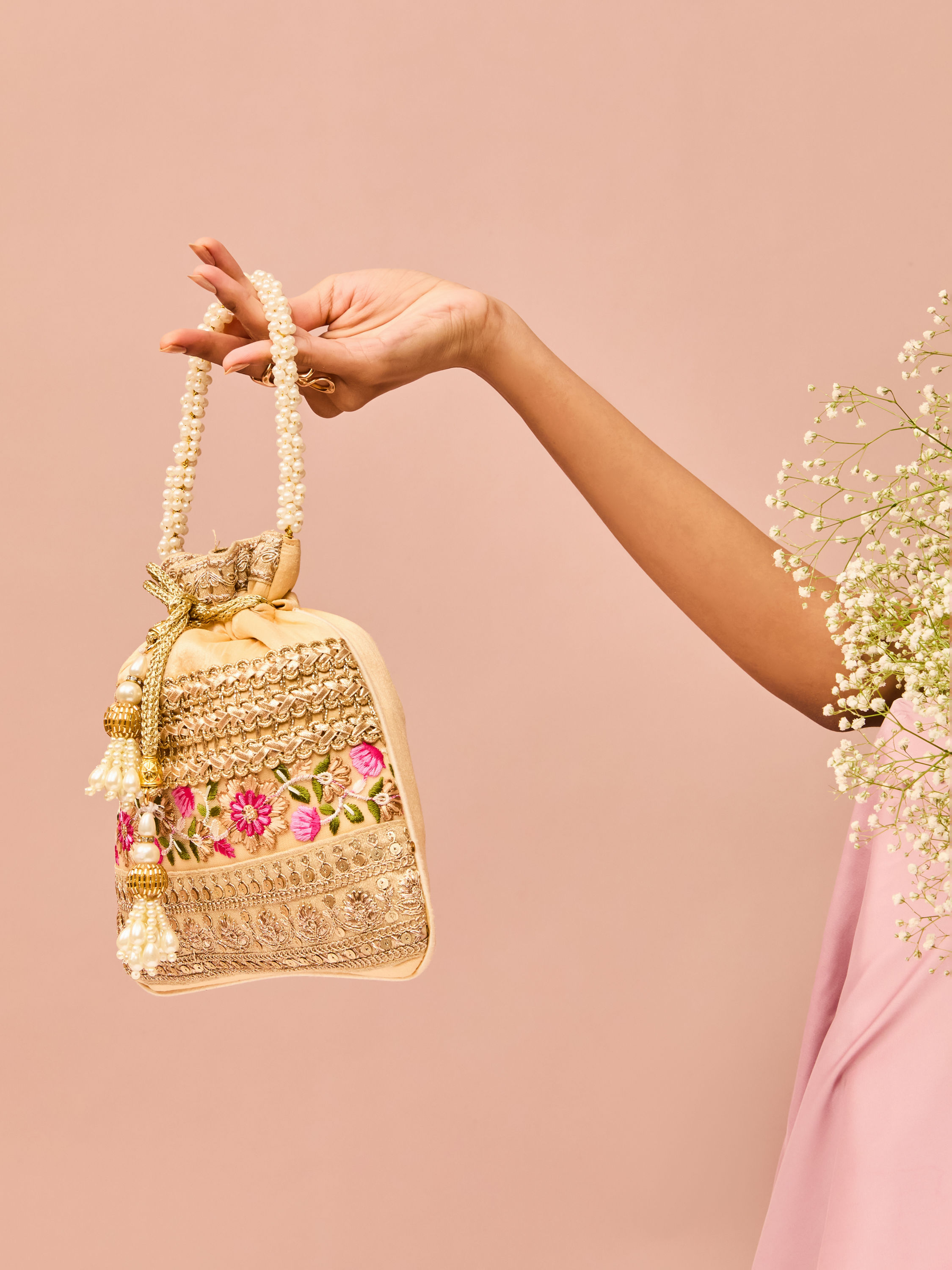Mohey Women Beige Potli Bag