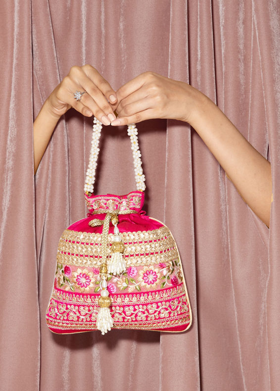 Mohey Women Elegant Pink Potli Bag