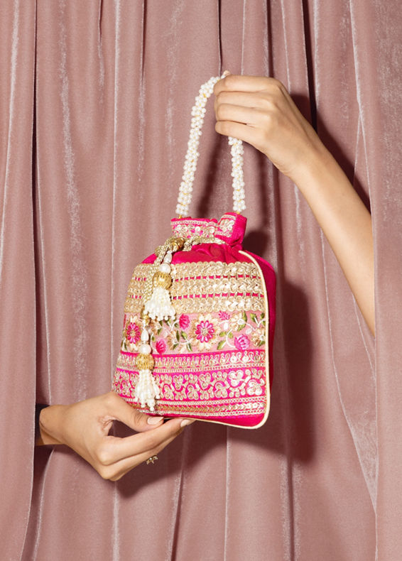 Mohey Women Elegant Pink Potli Bag