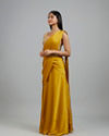 Mohey Women Yellow Satin Elegance Pre Draped Saree