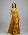 Yellow Satin Elegance Pre Draped Saree