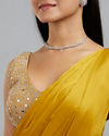 Mohey Women Yellow Satin Elegance Pre Draped Saree