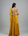 Mohey Women Yellow Satin Elegance Pre Draped Saree
