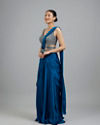 Mohey Women Elegant Satin Pre Draped Saree