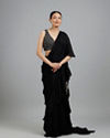 Elegant Black Pre Draped Saree
