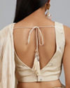 Mohey Women Elegant Cream Pre Draped Saree