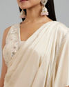 Mohey Women Elegant Cream Pre Draped Saree