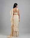 Mohey Women Elegant Cream Pre Draped Saree