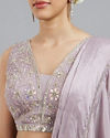 Mohey Women Purple Chinon Pre Draped Saree