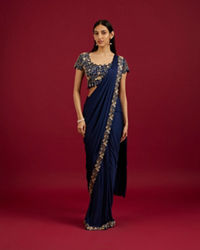 Mohey Women Indigo Blue Extravagance Draped Saree