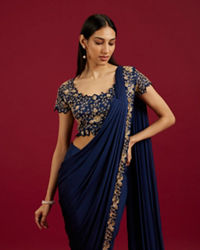 Mohey Women Indigo Blue Extravagance Draped Saree