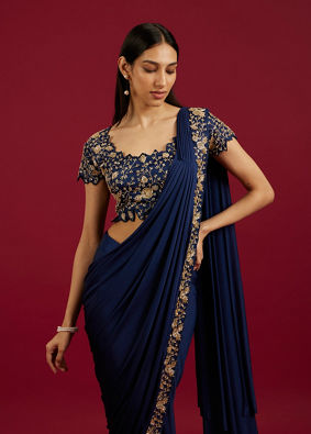 Mohey Women Indigo Blue Extravagance Draped Saree