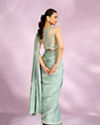 Mohey Women Graceful Light Blue Draped Indo Western