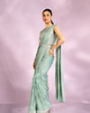 Mohey Women Graceful Light Blue Draped Indo Western