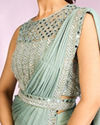 Mohey Women Graceful Light Blue Draped Indo Western
