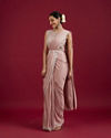 Radiant Pink Knitted Draped Saree