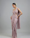 Mohey Women Regal Purple Pre Draped Saree