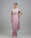 Glistening Purple Pre Draped Saree