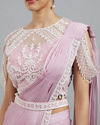 Mohey Women Glistening Purple Pre Draped Saree