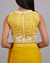 Mohey Women Sun-Kissed Yellow Georgette Pre Draped Saree