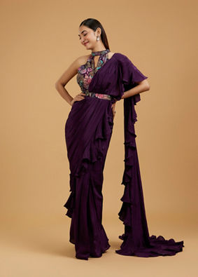 Mohey Women Purple Elegance Draped Saree