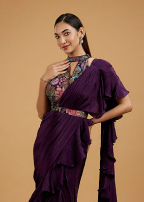 Mohey Women Purple Elegance Draped Saree