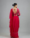 Mohey Women Rani Pink Georgette Pre Draped Saree