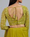 Mohey Women Radiant Green Georgette Pre Draped Saree