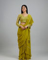 Radiant Green Georgette Pre Draped Saree