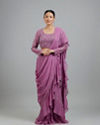 Purple Elegant Georgette Pre Draped Saree