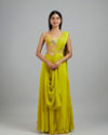 Emerald Elegance Georgette Pre Draped Saree