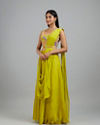 Mohey Women Emerald Elegance Georgette Pre Draped Saree