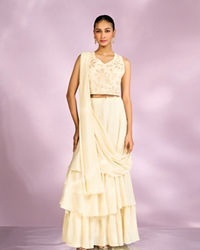 Mohey Women Elegant Cream Chinon Indo Western