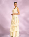 Mohey Women Elegant Cream Chinon Indo Western