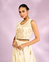 Mohey Women Elegant Cream Chinon Indo Western