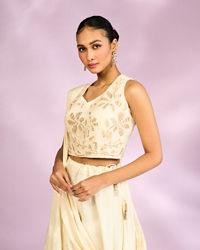 Mohey Women Elegant Cream Chinon Indo Western